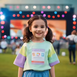 a little girl posing for a picture while at the coachella music festival