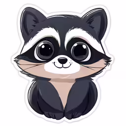 the sticker depicts a raccoon face