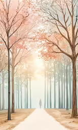 a man on a bike with trees lining the road