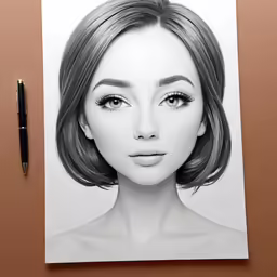 the beautiful woman with long hair is drawing