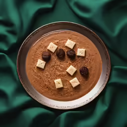 an overhead view of some dessert and some nuts