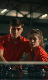 a man and a woman work on a vehicle
