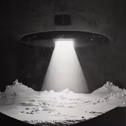 a large, light - filled object in a snowy landscape