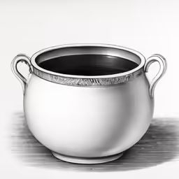 the illustration is drawn in pencil of an empty pot