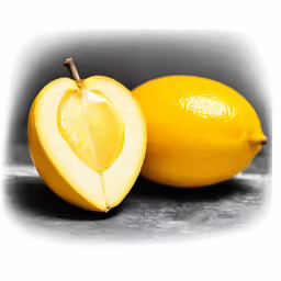 a half and whole yellow lemon with a gray background