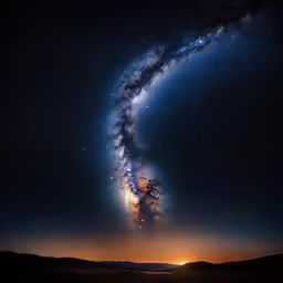 a night sky with the milky over the top of it