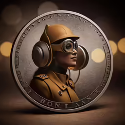 the woman in the aviator helmet with headphones