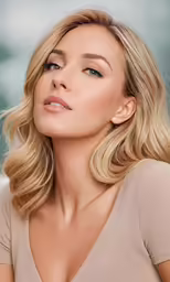a woman with blonde hair posing for a portrait