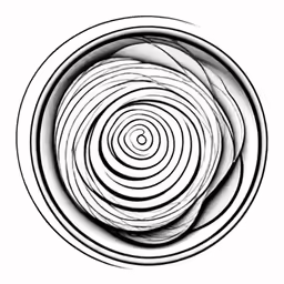 a circular drawing with lines of varying shapes