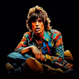 a man wearing a colorful shirt posing for a picture
