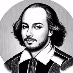 a portrait of a man in a suit with long hair and a beard