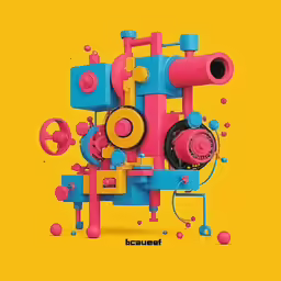 the colorful artwork of a machine with splatkles and circles on it