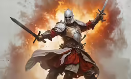 the illustration is of a knight with sword and armor