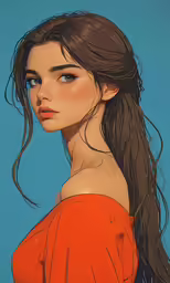 a close - up portrait of a young woman with a long hair