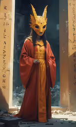a person dressed up in a costume outside