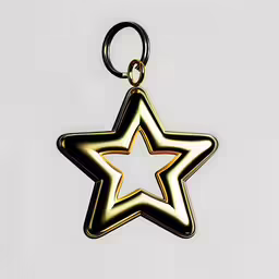 a golden star on a chain with an adjustable ring,the golden star has been shaped into a key chain