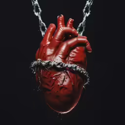 a very large heart hanging from a chain
