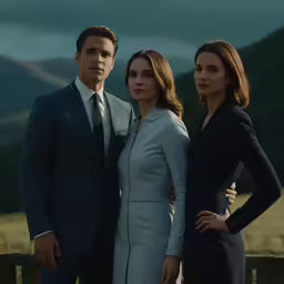 three people in a group pose for the camera