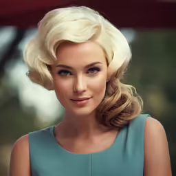 a very nice blonde lady with pretty blue eyes