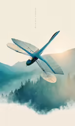 the large aircraft is flying very low above the hills