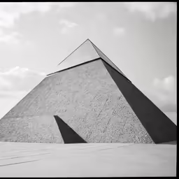 the view of two pyramids, from a ground level angle