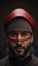 a man with the red tape around his nose