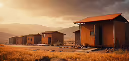 this picture of a shack is in the middle of nowhere,a small red building with a rust roof
