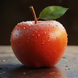 a close - up of an apple with water drops on it