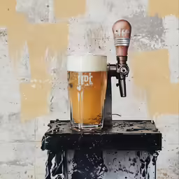 a mug of beer is on a table