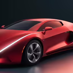 the front view of a red sports car