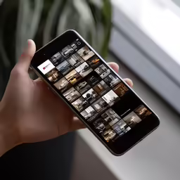 a person holding an iphone in their left hand