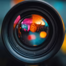 the reflection of an image taken through a lens