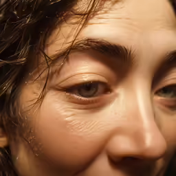 a close - up of a person with some sort of substance on their face