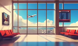 airplane flying over airport over a window seat