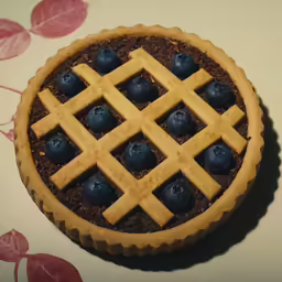 a pie with blueberries is ready to be eaten