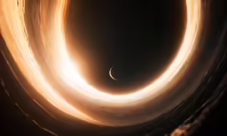 a view of an orange ring in the dark sky