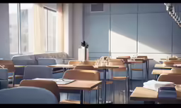 a room with many chairs and tables and a couch