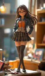 the doll wears glasses and is posing for the camera
