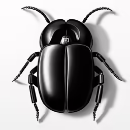 black beetle on a white surface