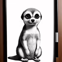 a framed poster of a meerkat sitting upright