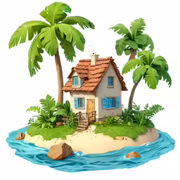 a house on a small island in the water