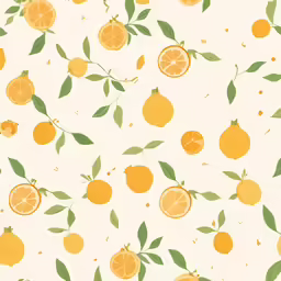 an oranges pattern, with leaves and pears