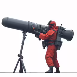 a person in red with a telescope on a tripod