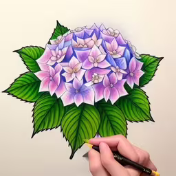 colored flowers on the white background and someone is holding their pen in one hand,someone painting some flowered designs on a white board