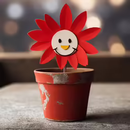 a paper flower is decorated to look like a bird