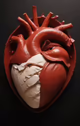 the human heart in red and white