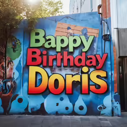 a mural on a side wall advertising an animated film