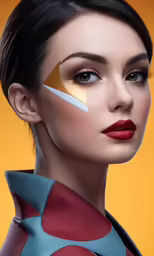 a woman with the shape of a triangle on her face