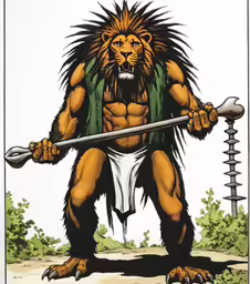 the beast with the big claws is holding a large sword
