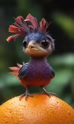 a very cute small bird on top of a orange